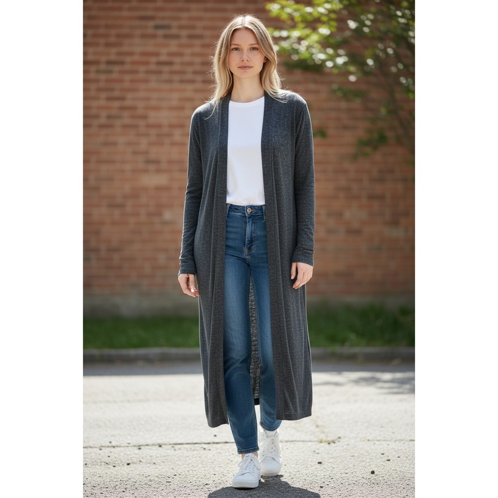 24 Seven‎ Womens Duster Cardigan Sweater Open Front Side Slit Lightweight 1X NWT